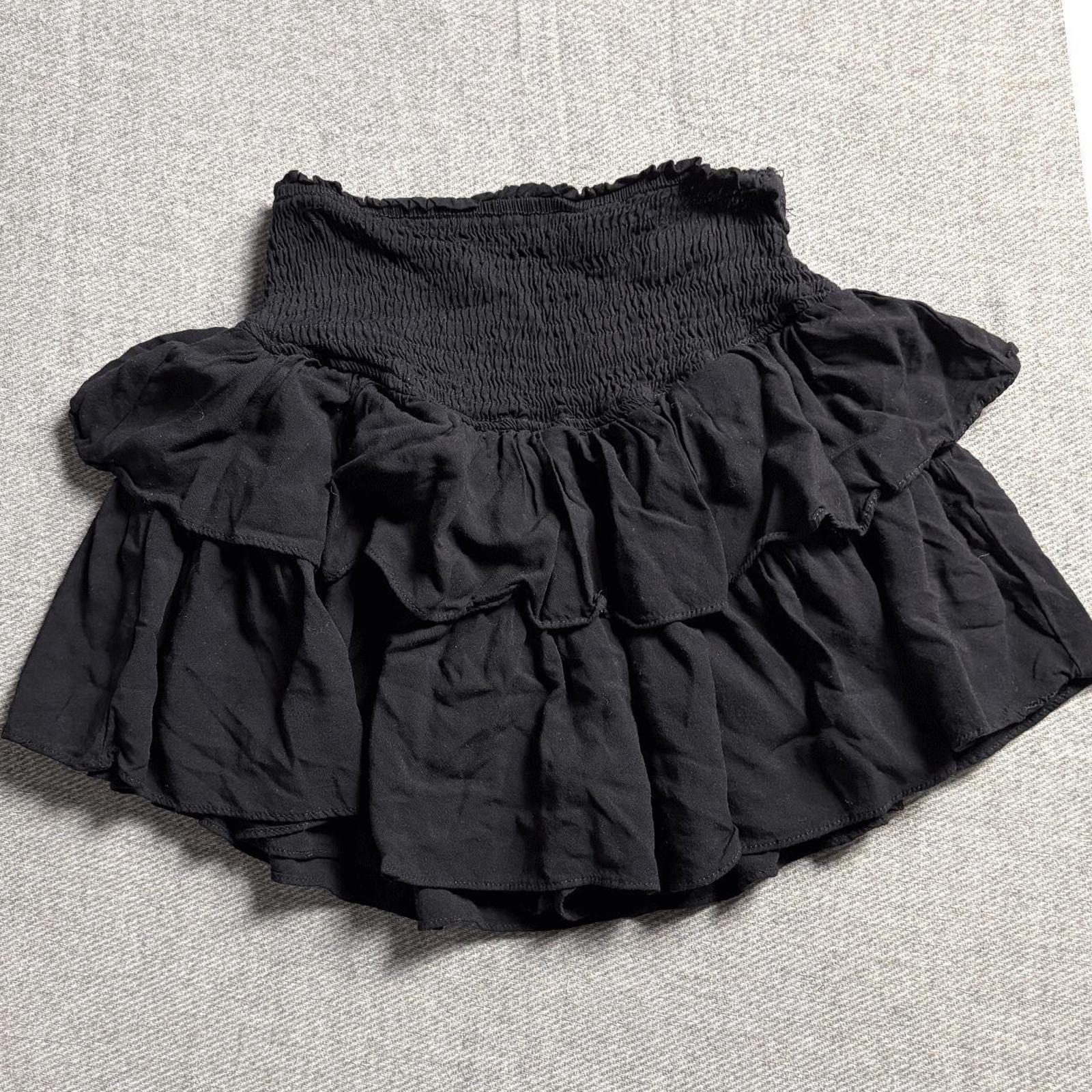 Black Smocked Ruffle Mini Skort