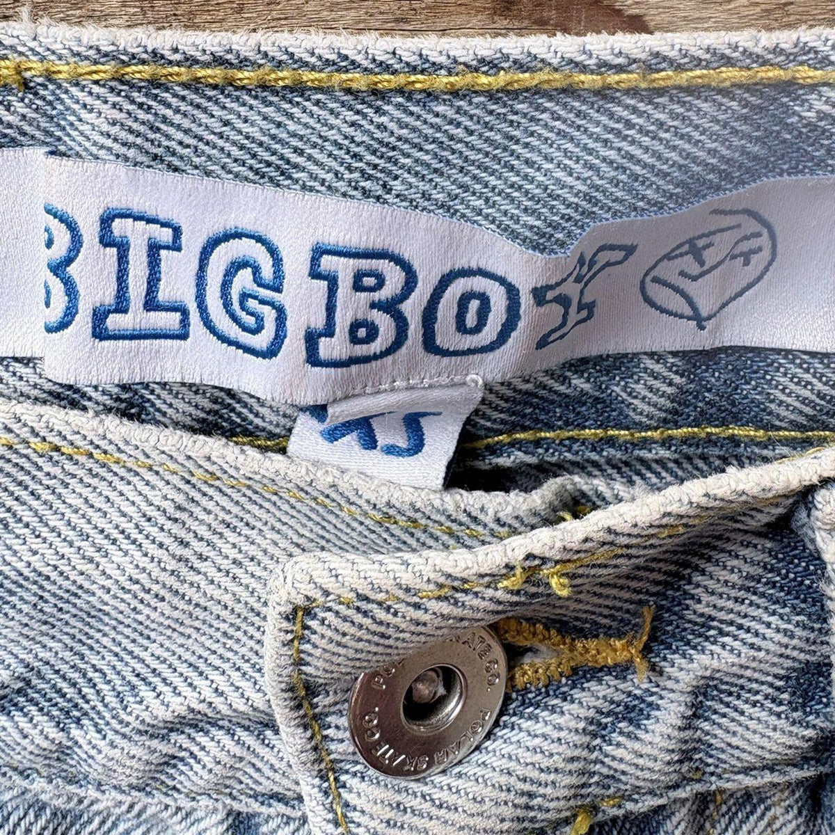 Big Boy Light Wash Denim Jeans with Embroidered Details and Patch