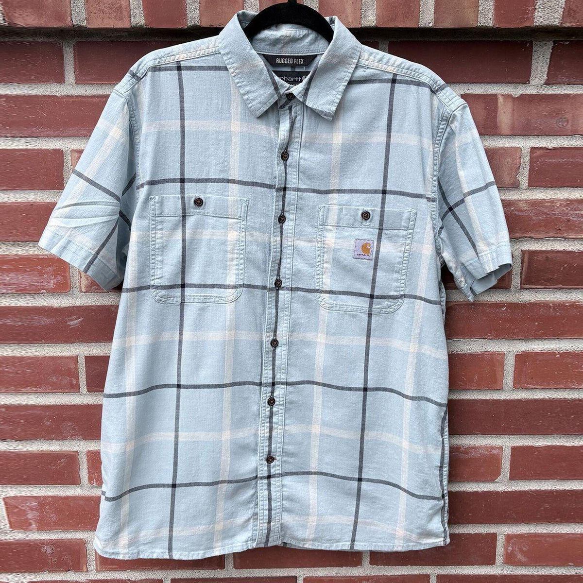 Carhartt Men's Blue and Grey Shirt