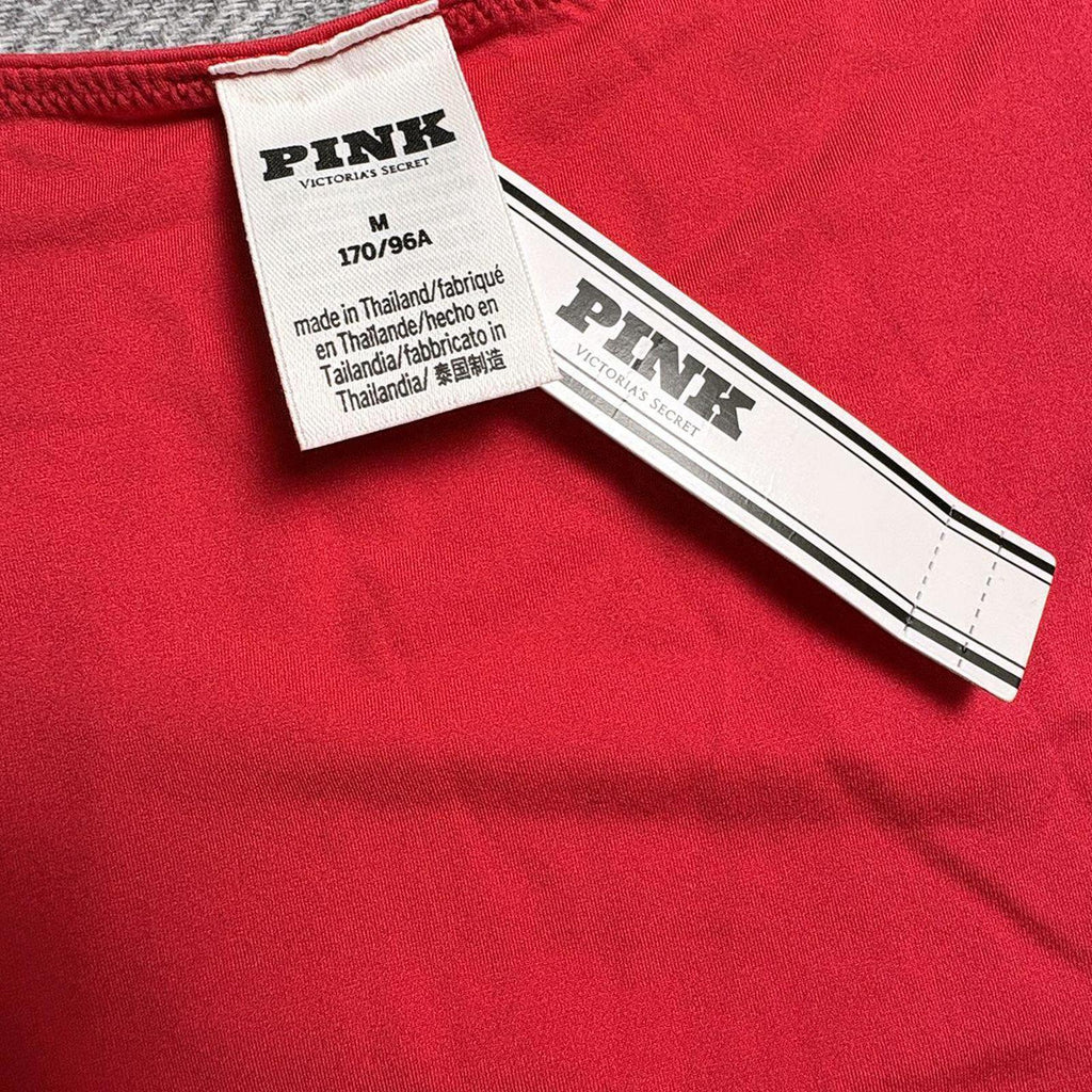 PINK Victoria's Secret Red Long Sleeve Bodysuit Size M