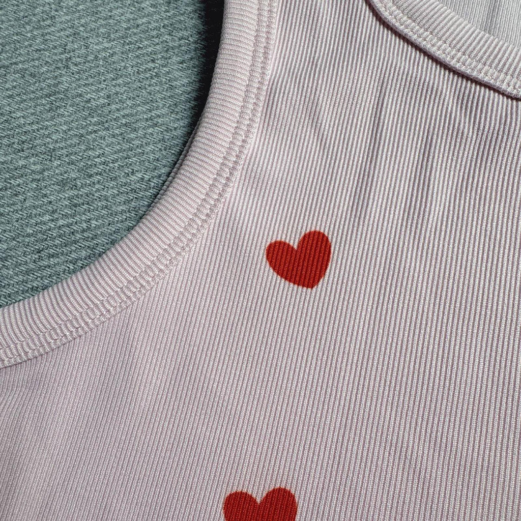 Altar'd State Pink Crop Tank Top with Red Heart Print, Size Small