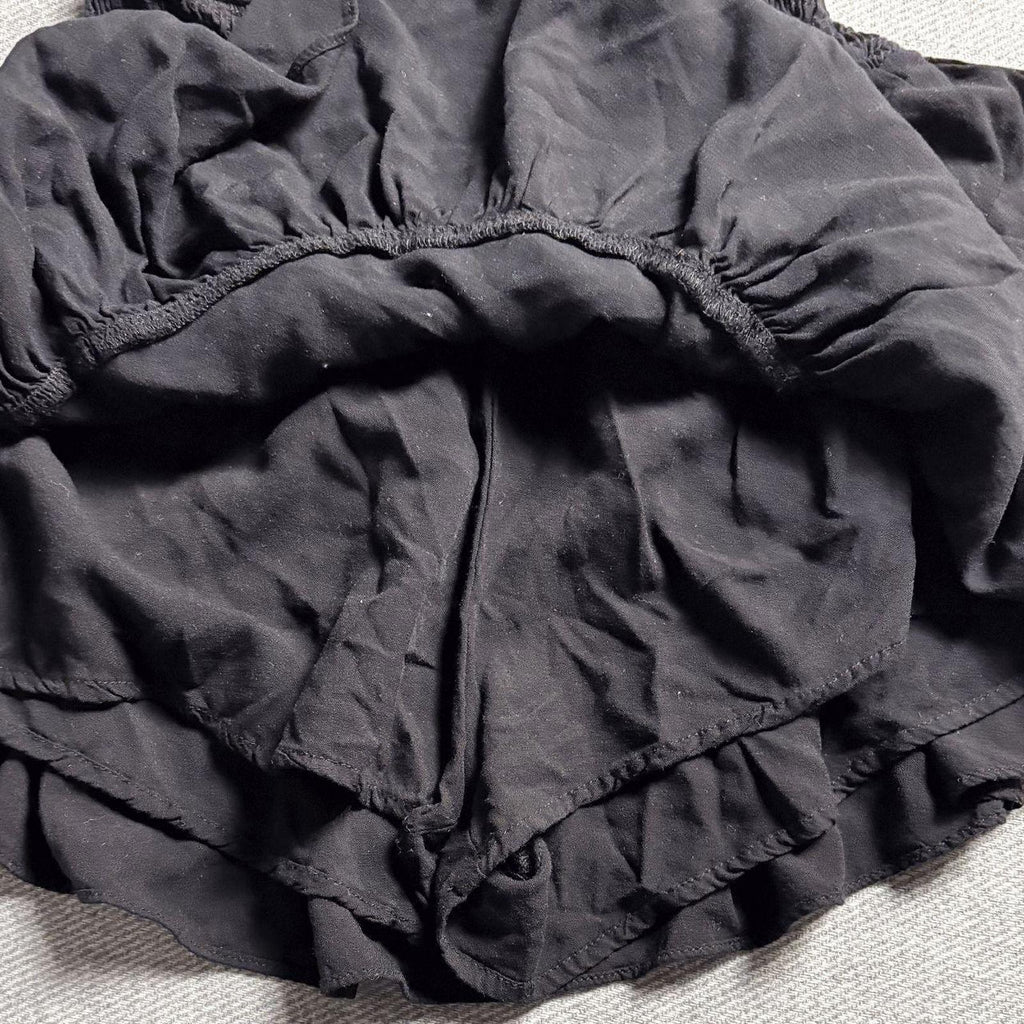 Black Smocked Ruffle Mini Skort
