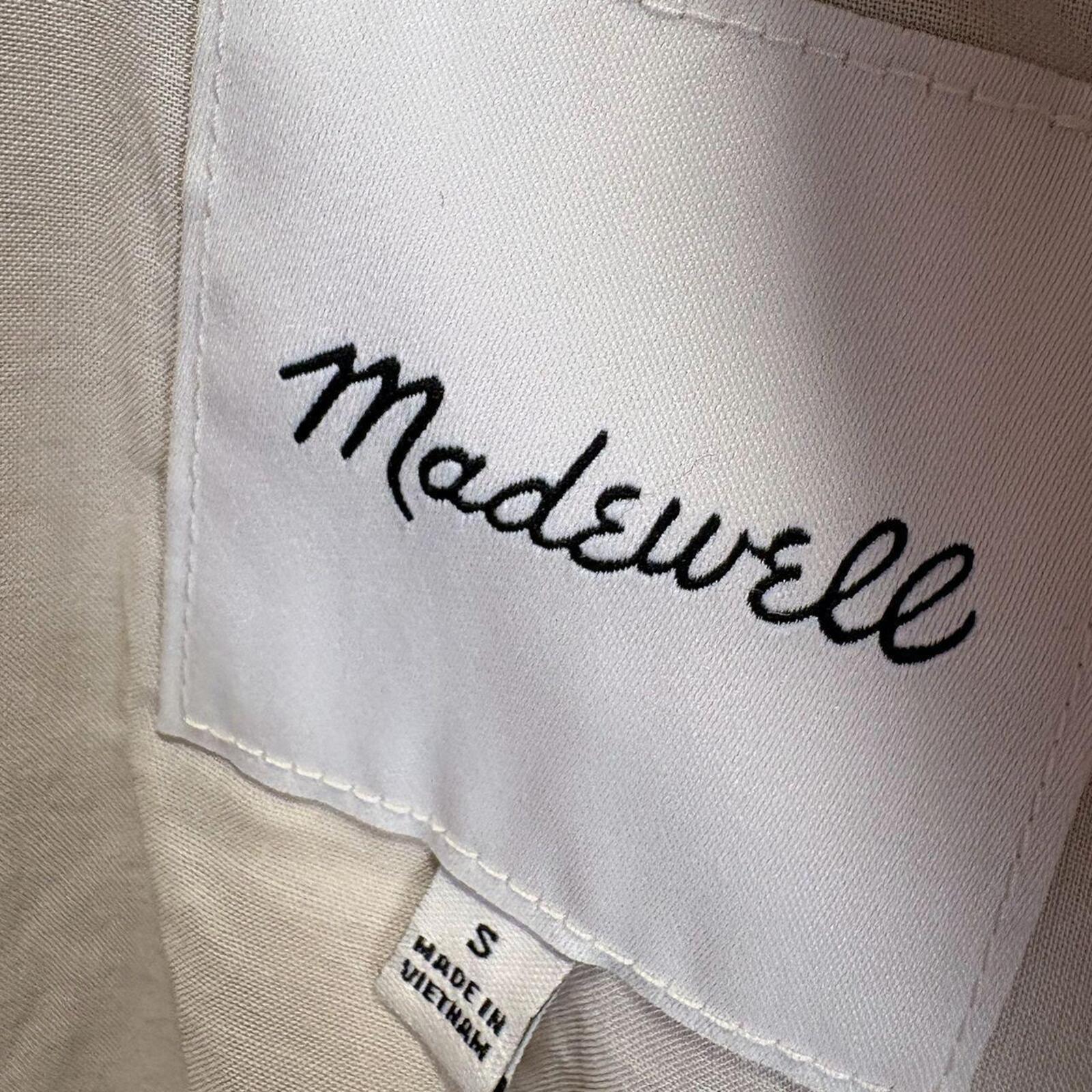 Madewell Cream Sherpa Zip-Up Jacket with Gingham Pockets, Size S