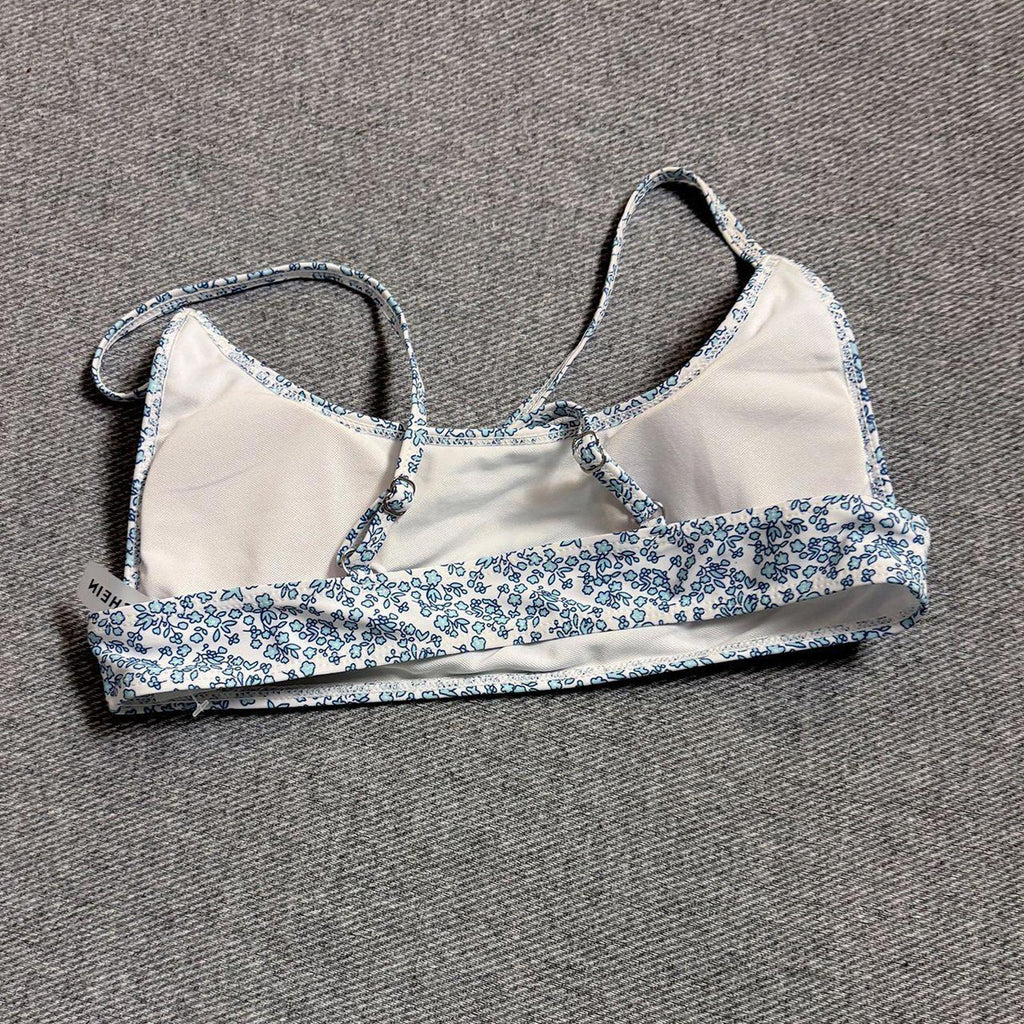 Blue and White Floral Print Bralette Top