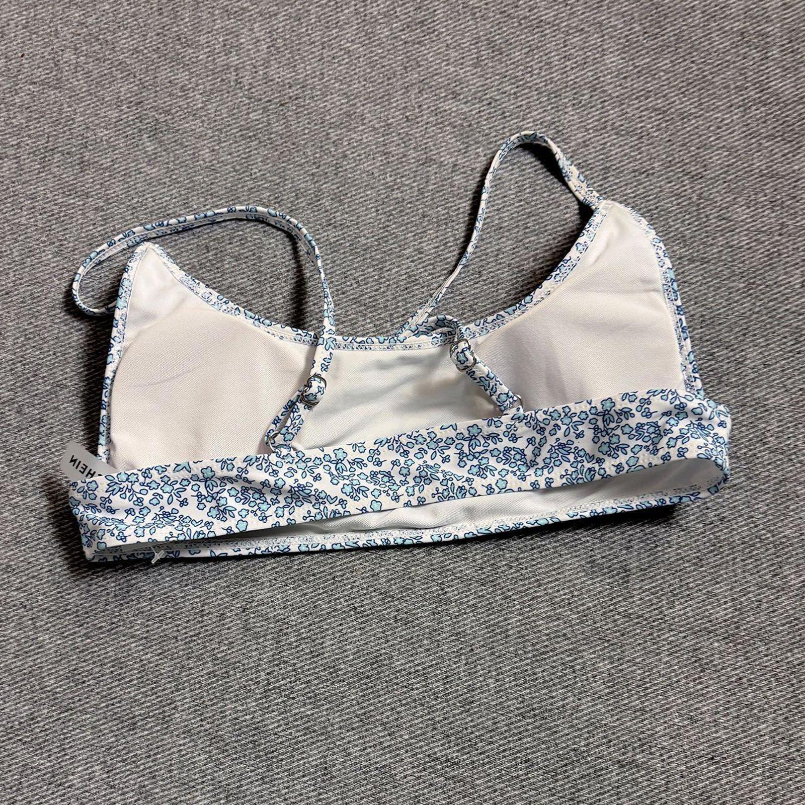 Blue and White Floral Print Bralette Top