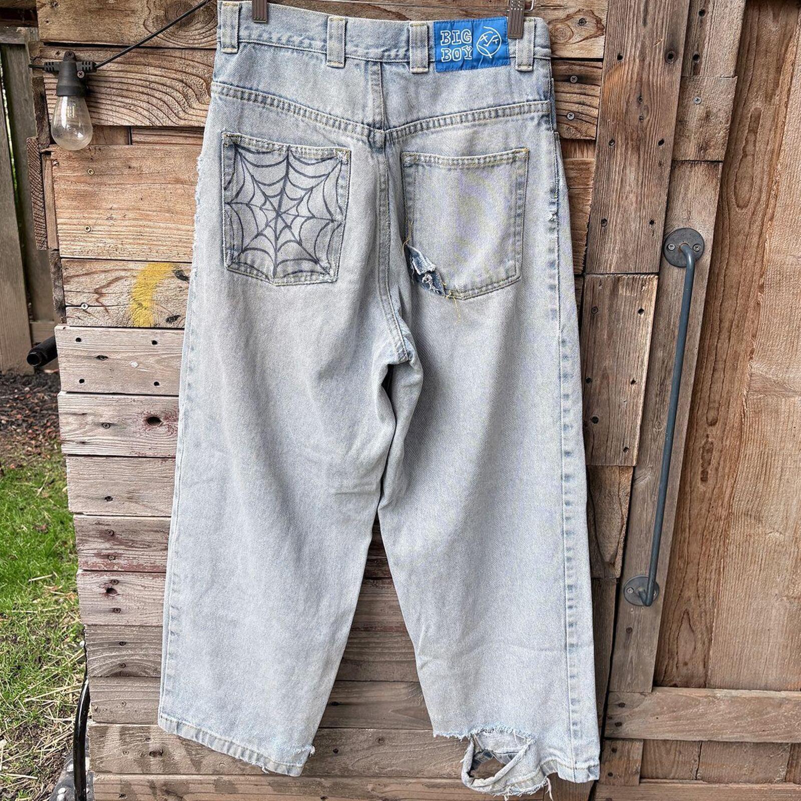 Big Boy Light Wash Denim Jeans with Embroidered Details and Patch