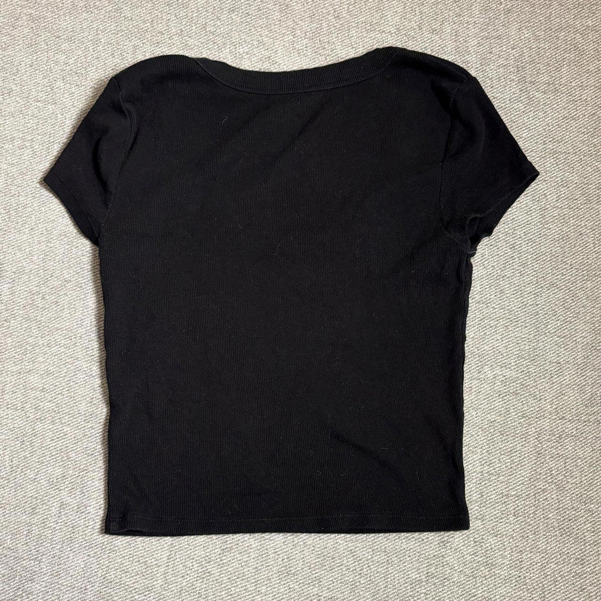 EST.PAC 1980 Black Scoop Neck Short Sleeve Crop Top Size S