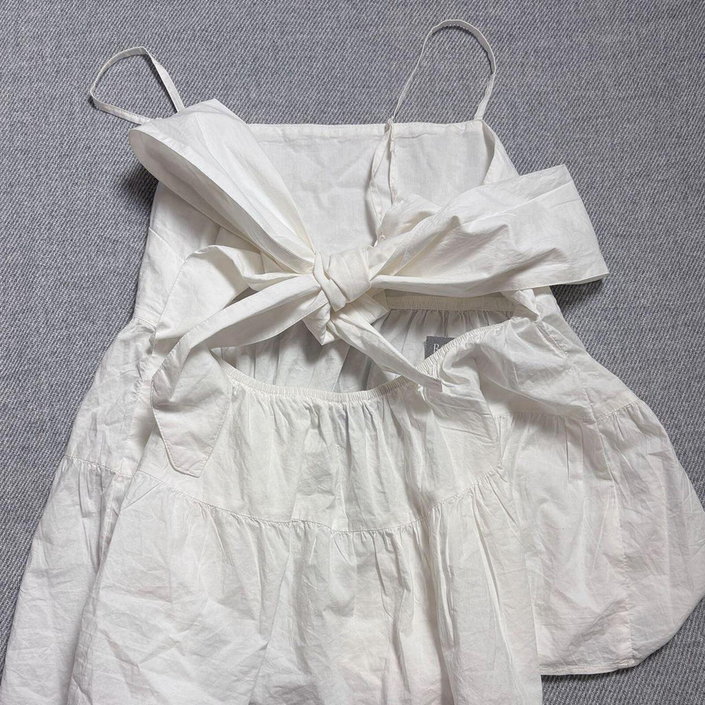 American Eagle White Tiered Spaghetti Strap Tie-Back Mini Dress Size M