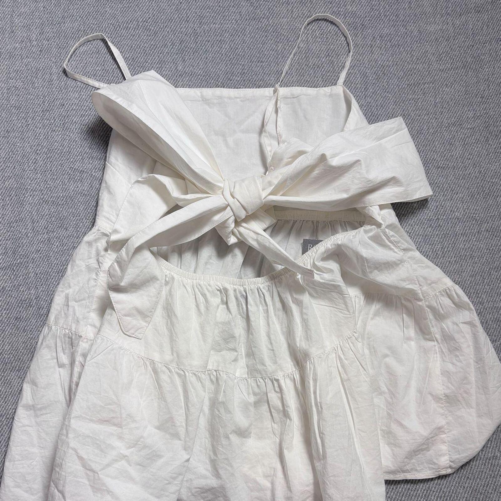 American Eagle White Tiered Spaghetti Strap Tie-Back Mini Dress Size M