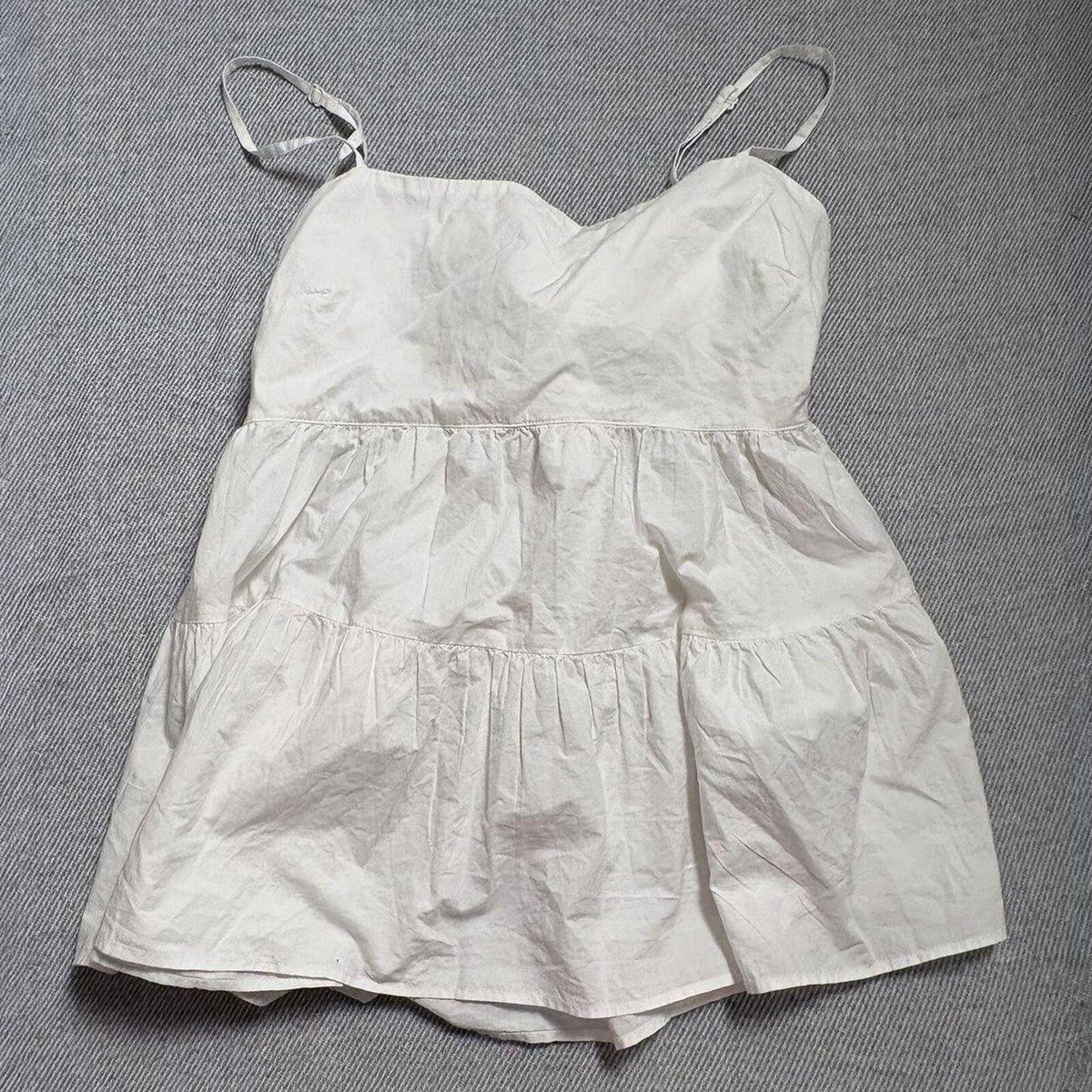 American Eagle White Tiered Spaghetti Strap Tie-Back Mini Dress Size M