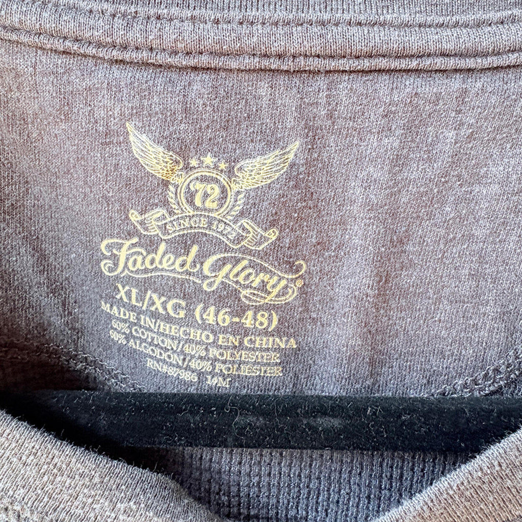 Faded Glory Gray Waffle Knit Long Sleeve Henley Shirt XL/XXL