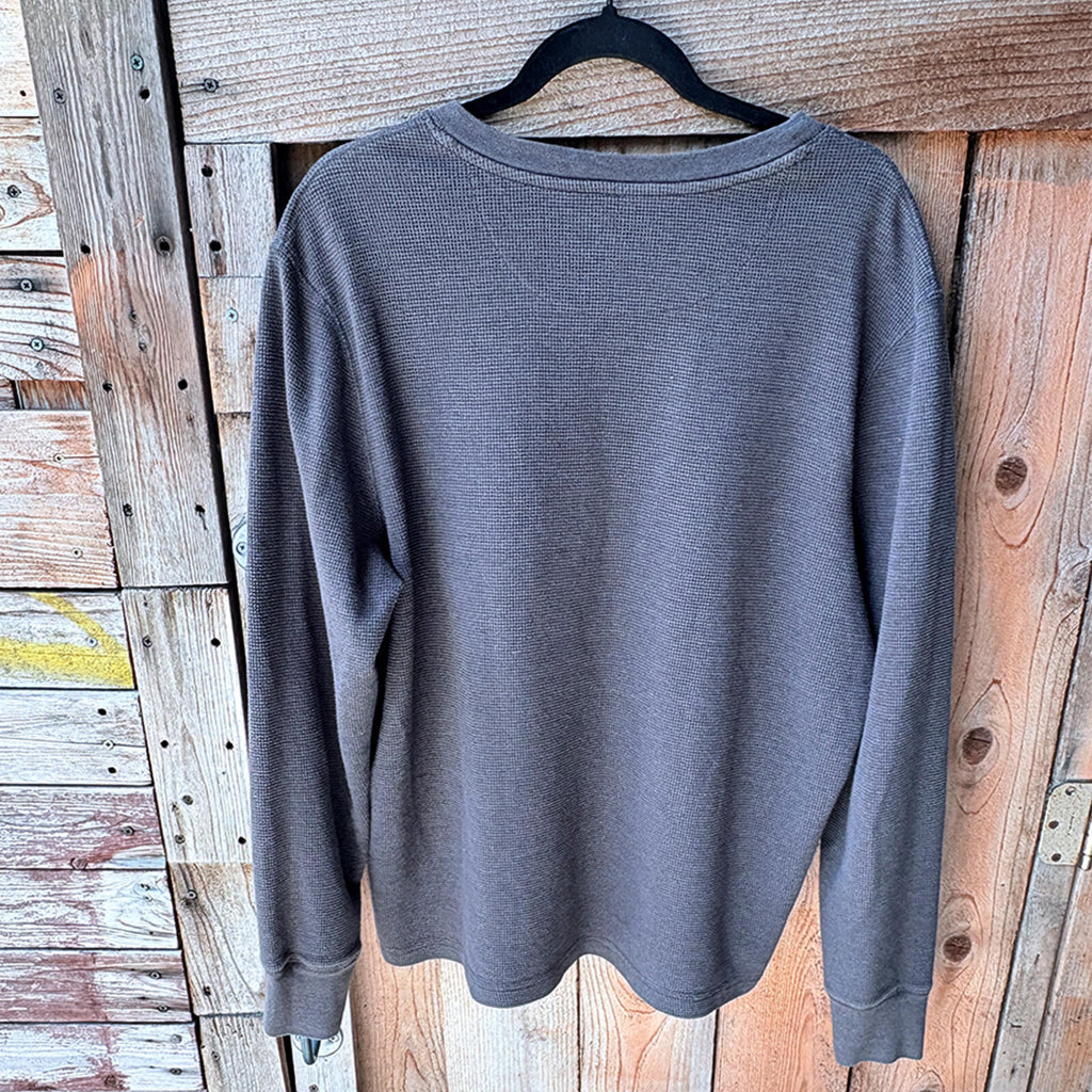 Faded Glory Gray Waffle Knit Long Sleeve Henley Shirt XL/XXL