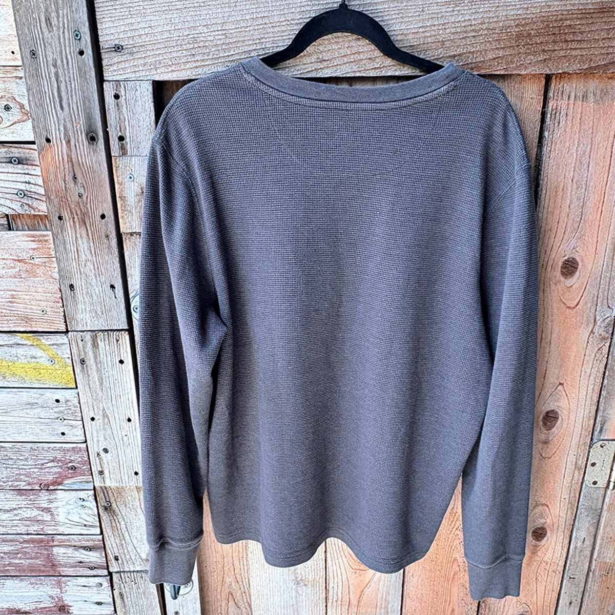 Faded Glory Gray Waffle Knit Long Sleeve Henley Shirt XL/XXL