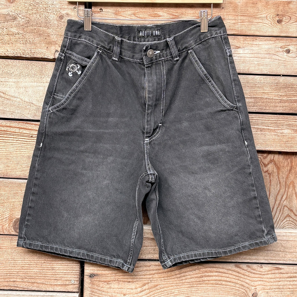 Route One Black Denim Bermuda Shorts | 28