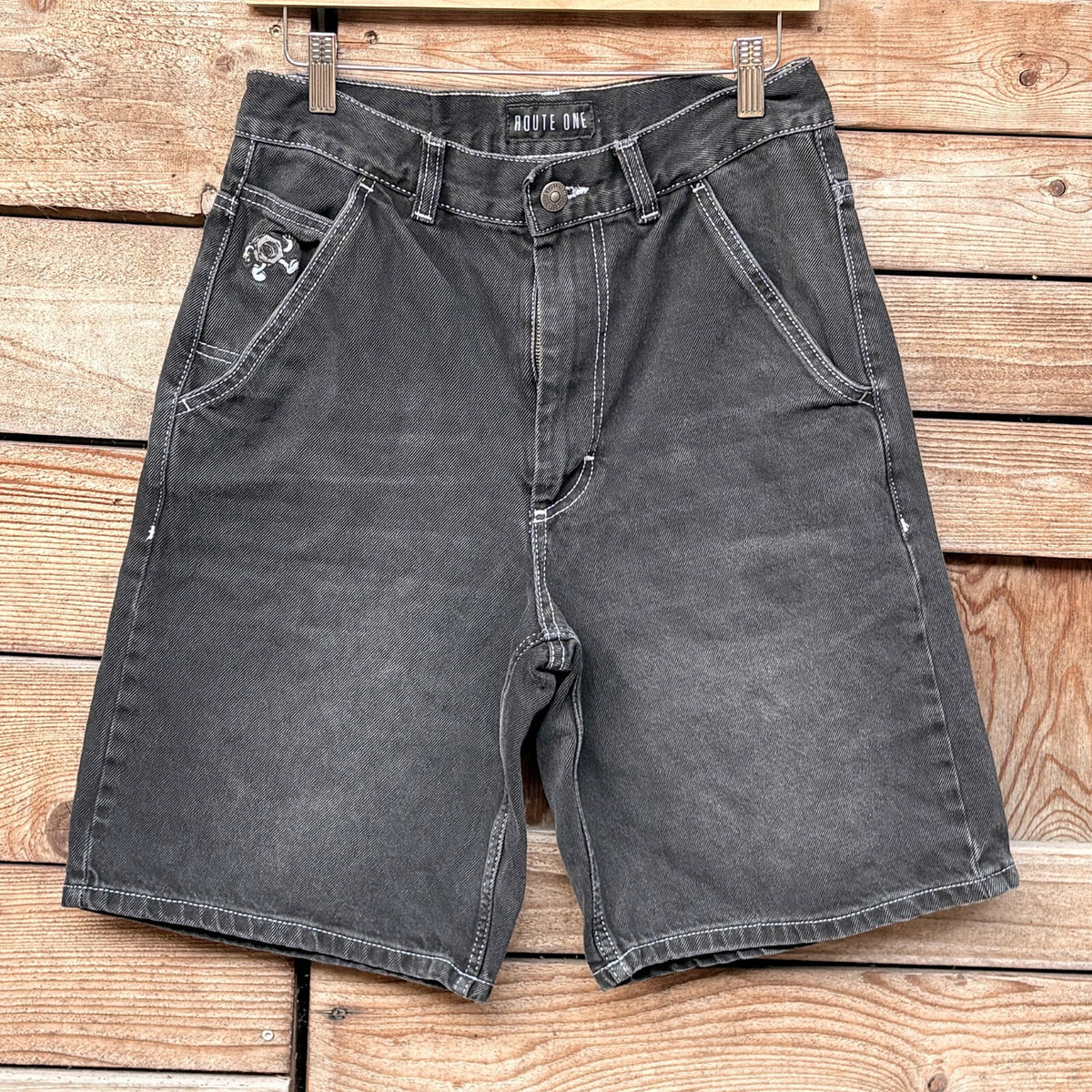 Route One Black Denim Bermuda Shorts | 28