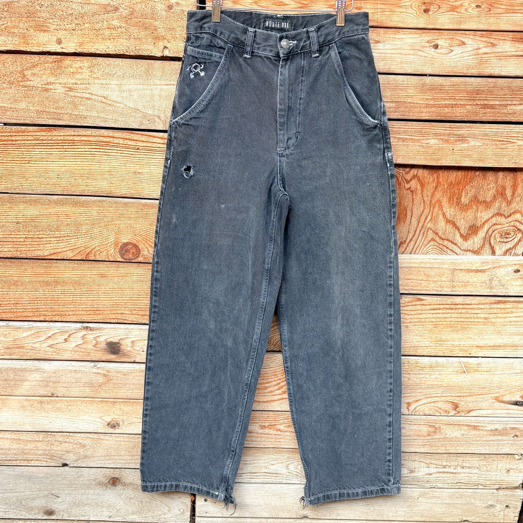 Route One Washed Black Spider Web Jeans | 26