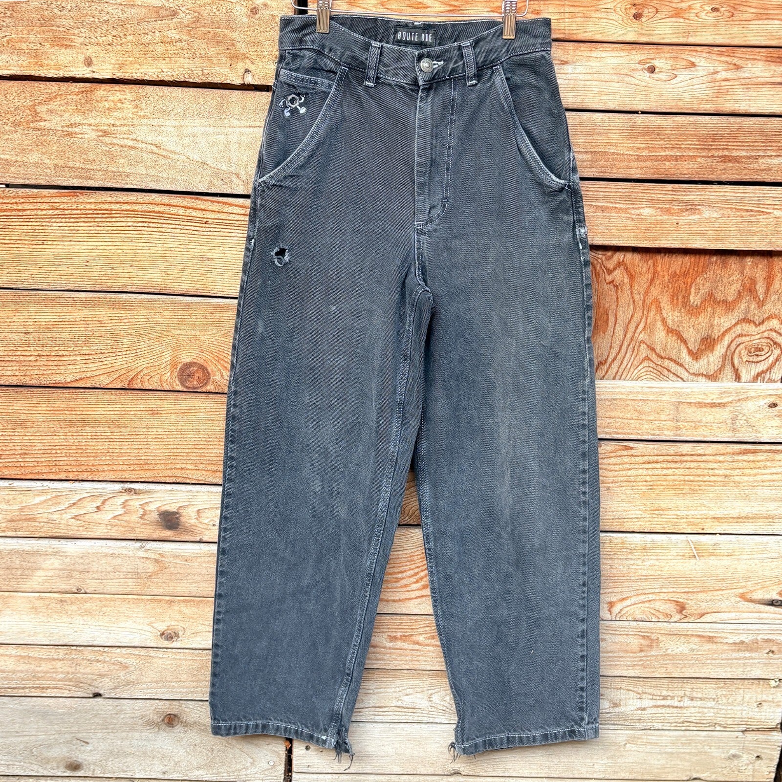 Route One Washed Black Spider Web Jeans | 26