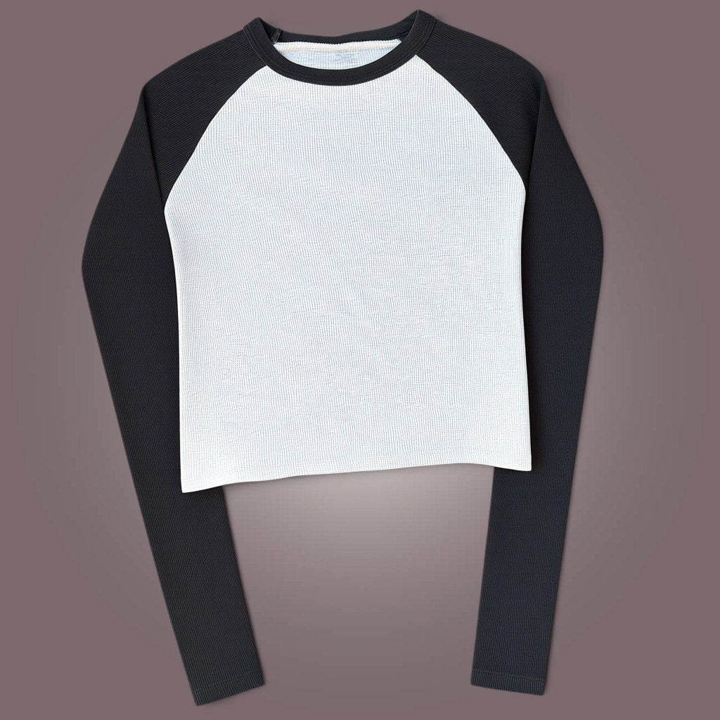 Black & White Raglan Crop Top | S