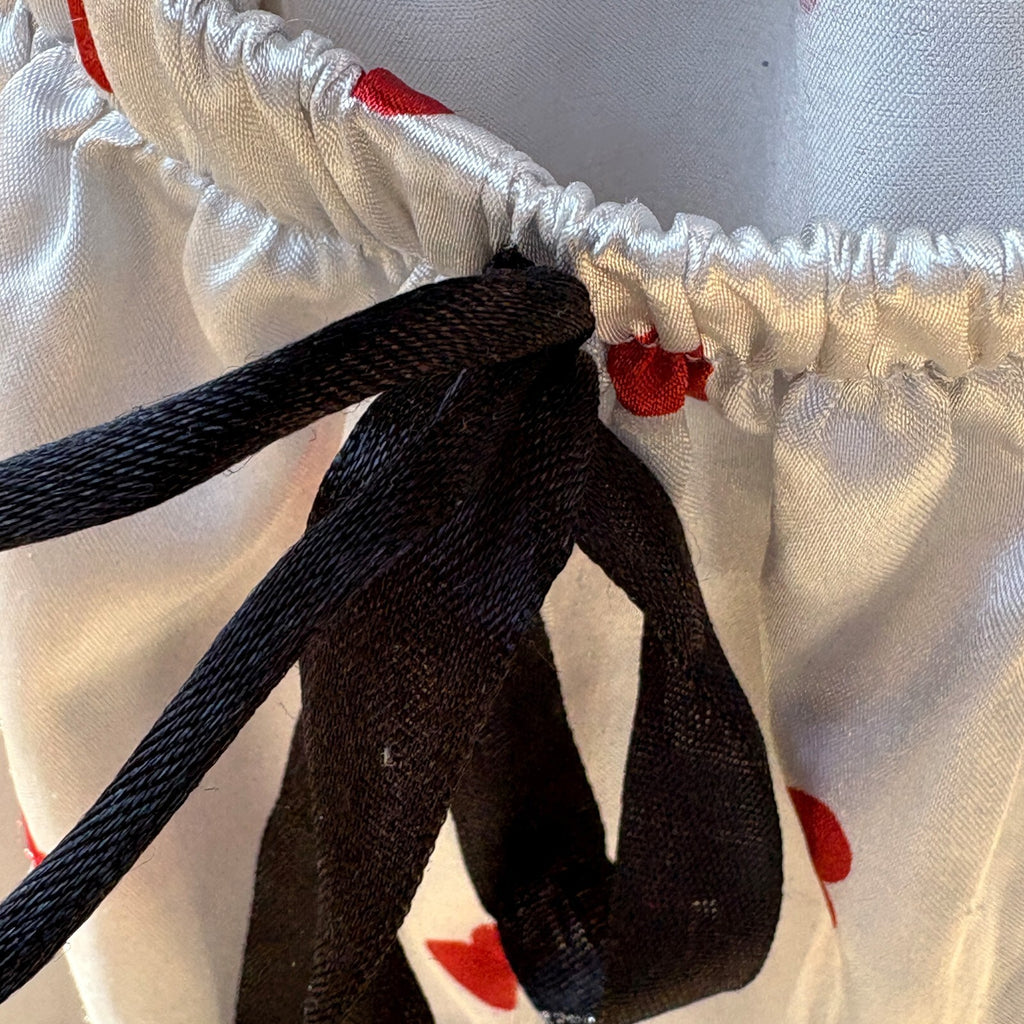White Satin Heart Print Shorts | S
