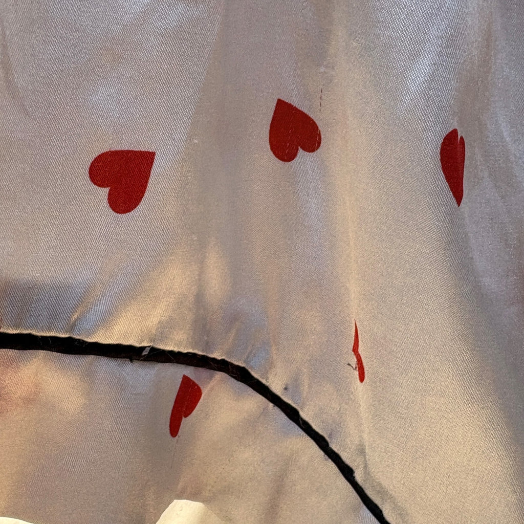 White Satin Heart Print Shorts | S