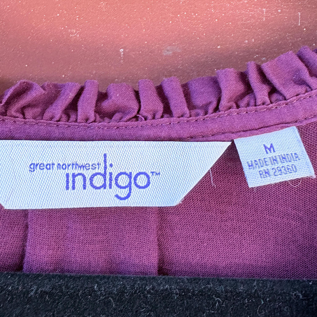 Great Northwest Indigo Button-Up Shirt with Floral Embroidery