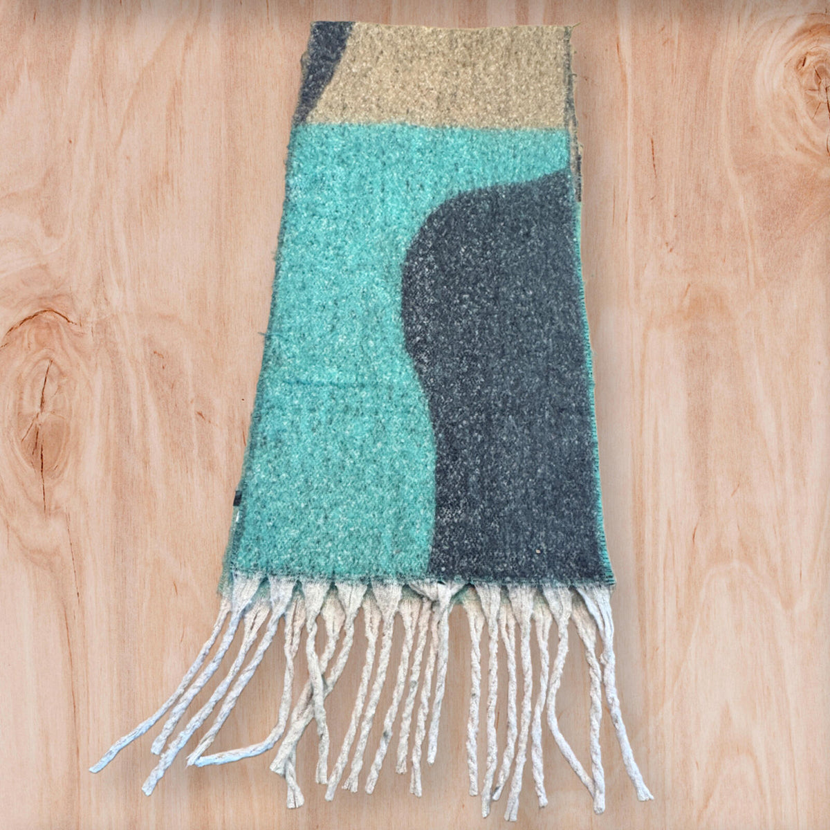 Carpe Diem Abstract Colorblock Fringe Scarf