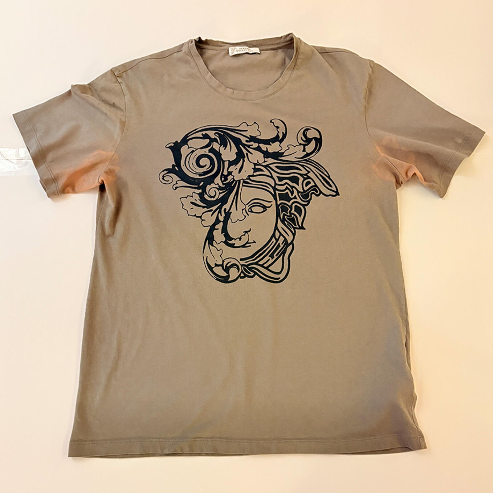 Versace Collection Beige Graphic Print T-Shirt
