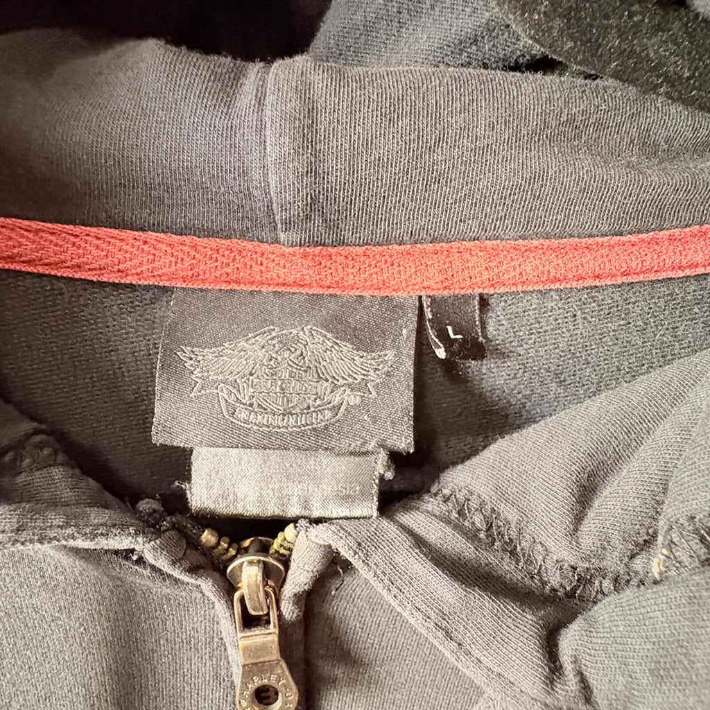 Harley-Davidson Black Full-Zip Hoodie with Hood and Graphic Back