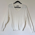 Brandy Melville Vneck Cable Sweater/Ivory/Medium