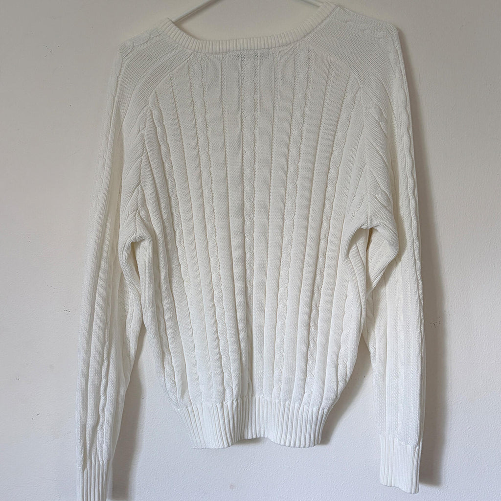 Brandy Melville Vneck Cable Sweater/Ivory/Medium
