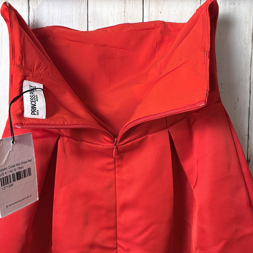 Princess Polly Red Corset Mini Dress Strapless US 4