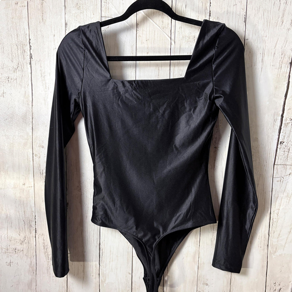 Babaton Black Long Sleeve Square Neck Bodysuit Size Small