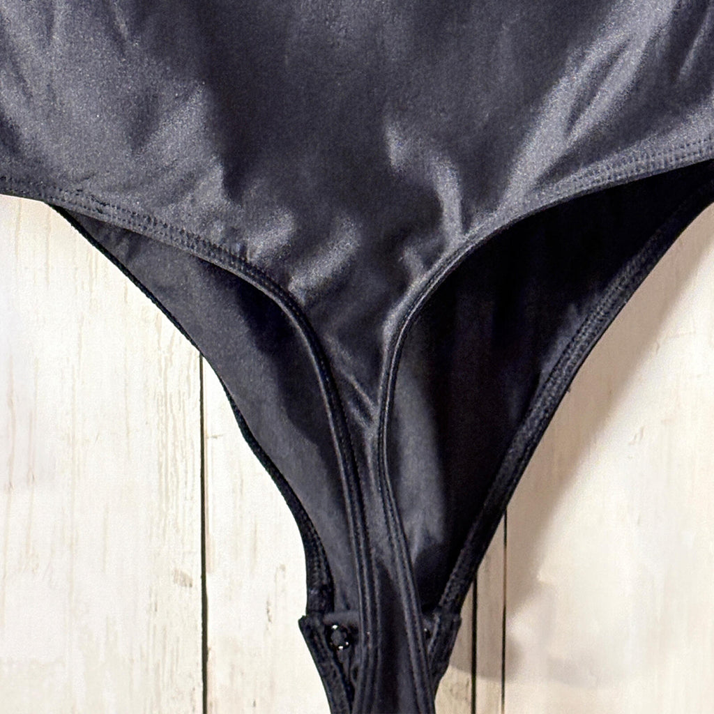 Babaton Black Long Sleeve Square Neck Bodysuit Size Small