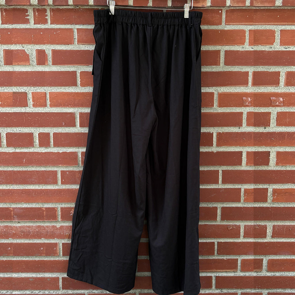 Hooever Black Wide Leg Elastic Waist Pants Size XL