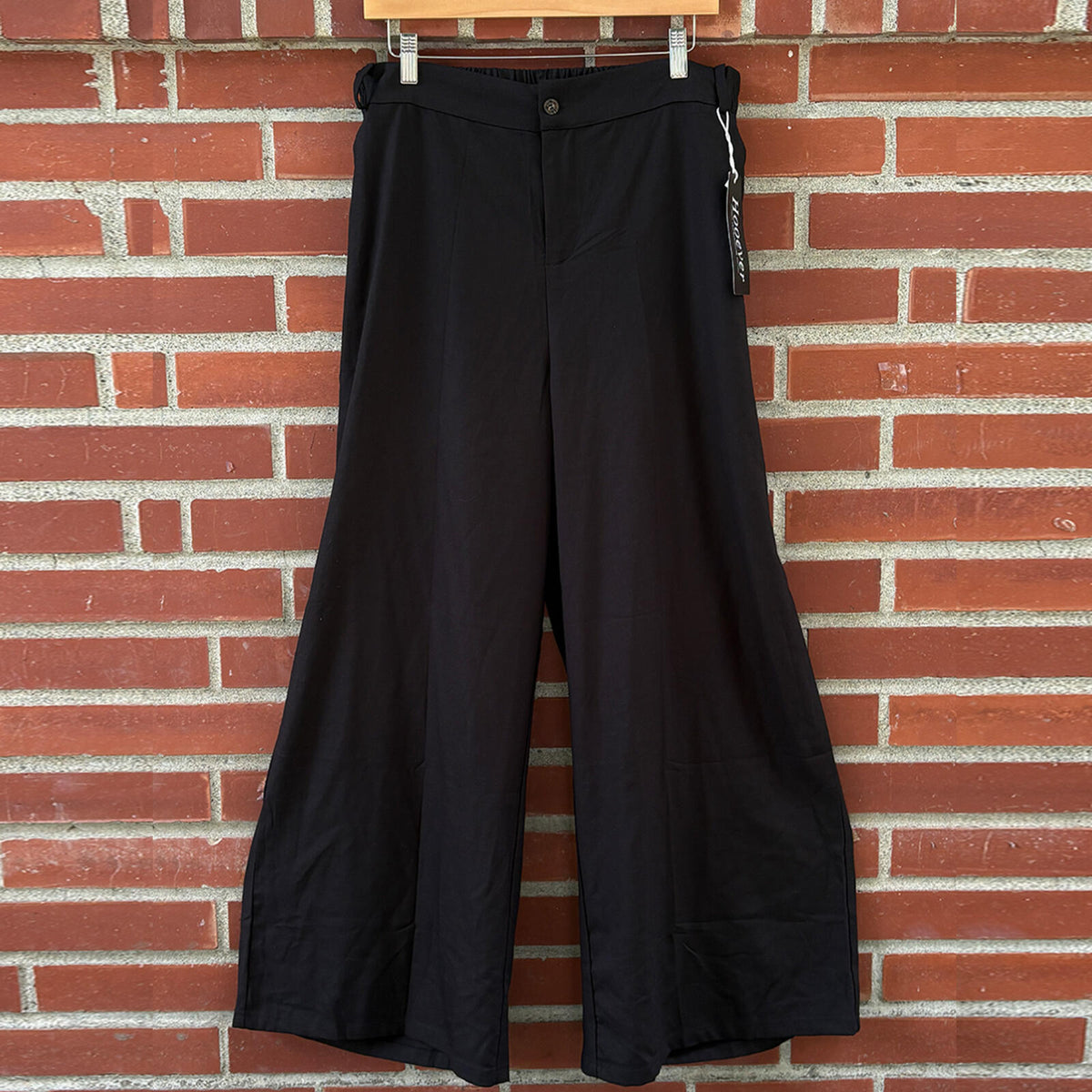 Hooever Black Wide Leg Elastic Waist Pants Size XL