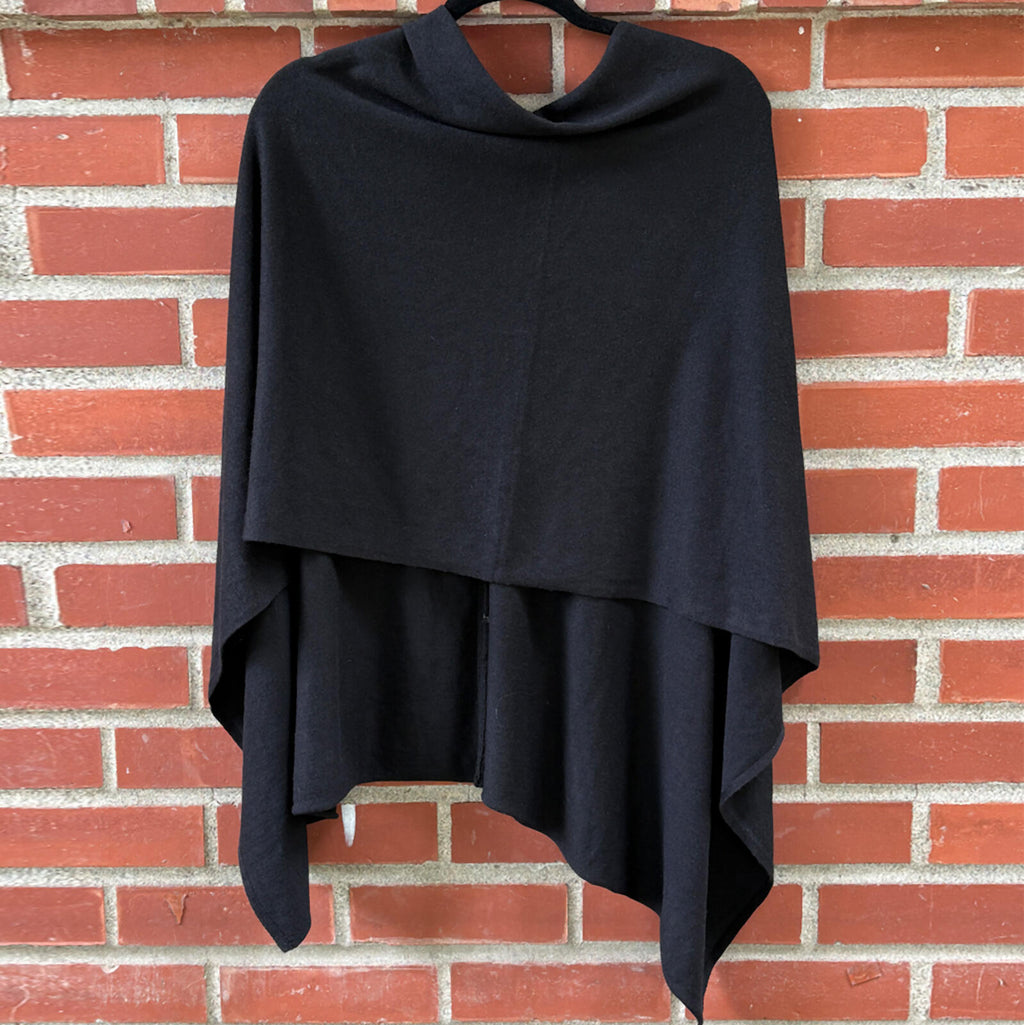 Black Draped Poncho Cape Top