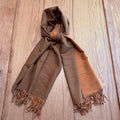 Two-Tone Brown Fringe Scarf Shawl