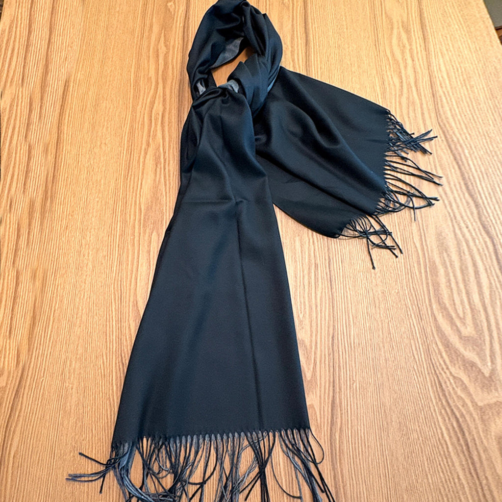 Black Fringe Lined Scarf Wrap Shawl-2