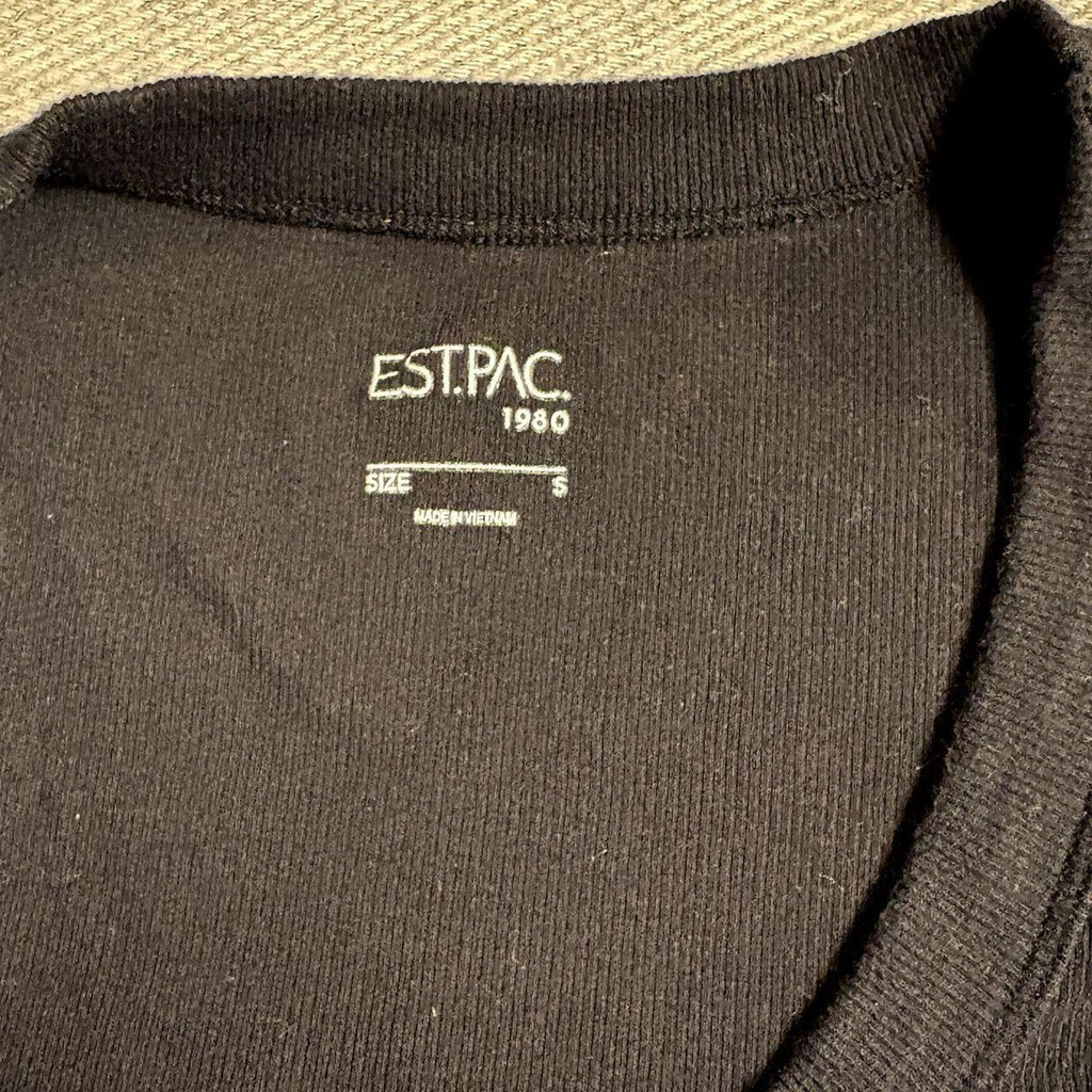 EST.PAC 1980 Black Scoop Neck Short Sleeve Crop Top Size S