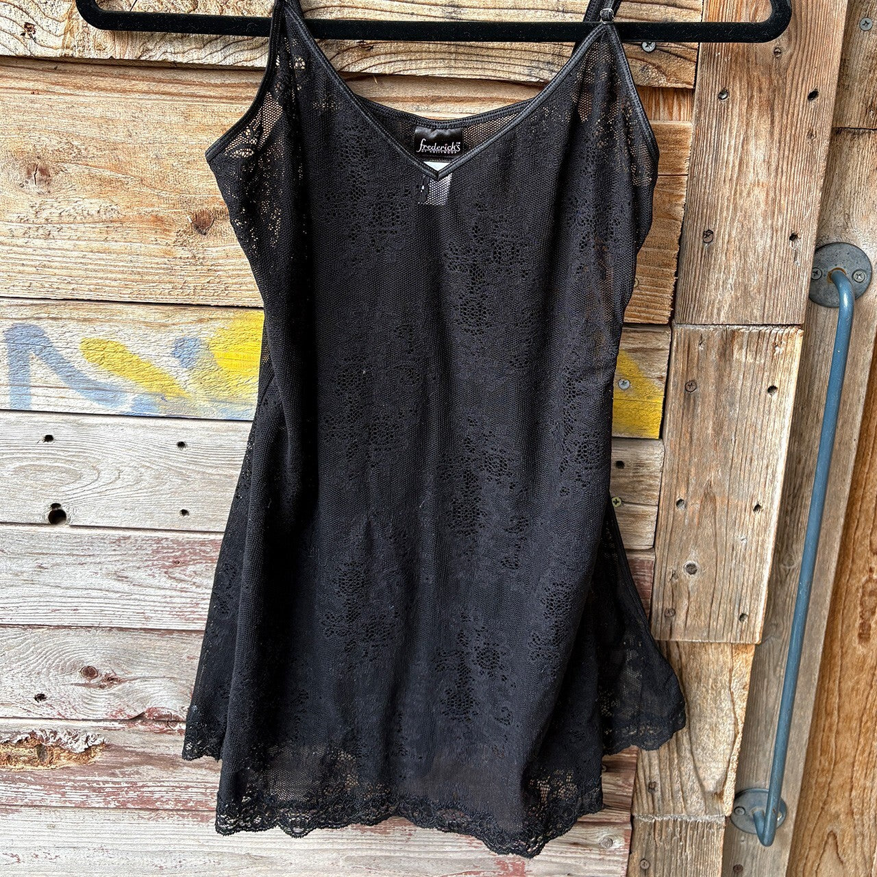 Frederick's of Hollywood Black Lace Slip Dress Medium