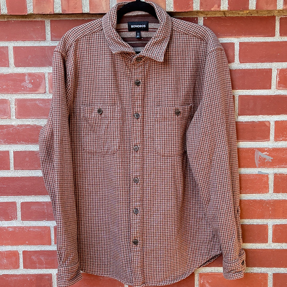 Bonobos Men's Medium Brown Checkered Button-Up Shirt