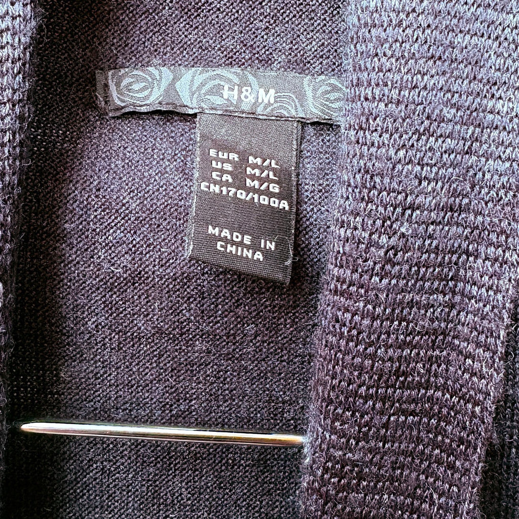 H&M Black Open Front Draped Cardigan M/L