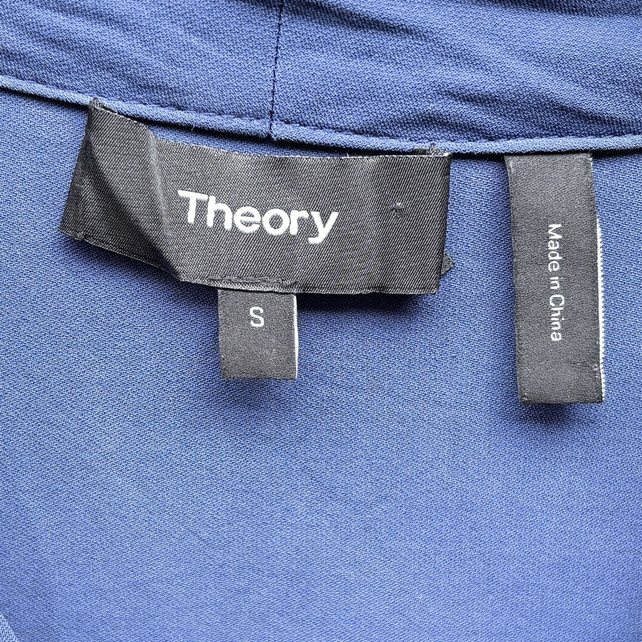 Theory Tie Neck Blouse | Blue, LS, S