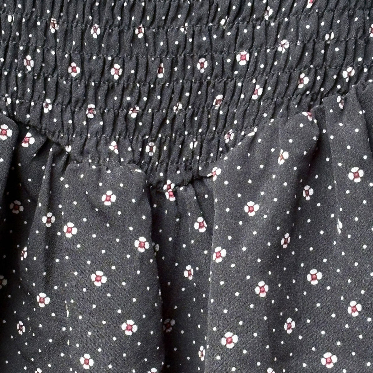 Bishop + Young Black Floral Smocked Waist Mini Skirt XS