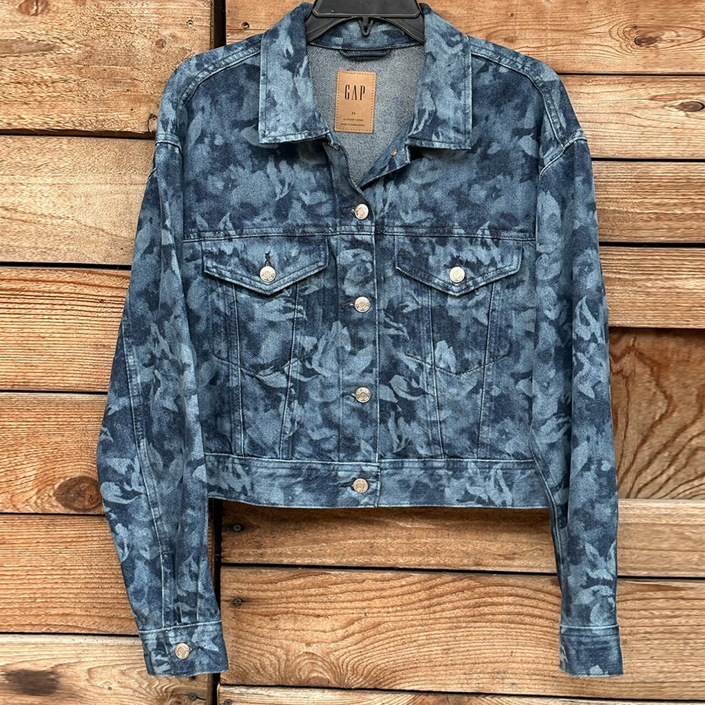 Gap Ultrasoft Denim Jacket | Floral, M