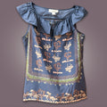 Portrait of a Girl Silk Ruffle Neck Print Top