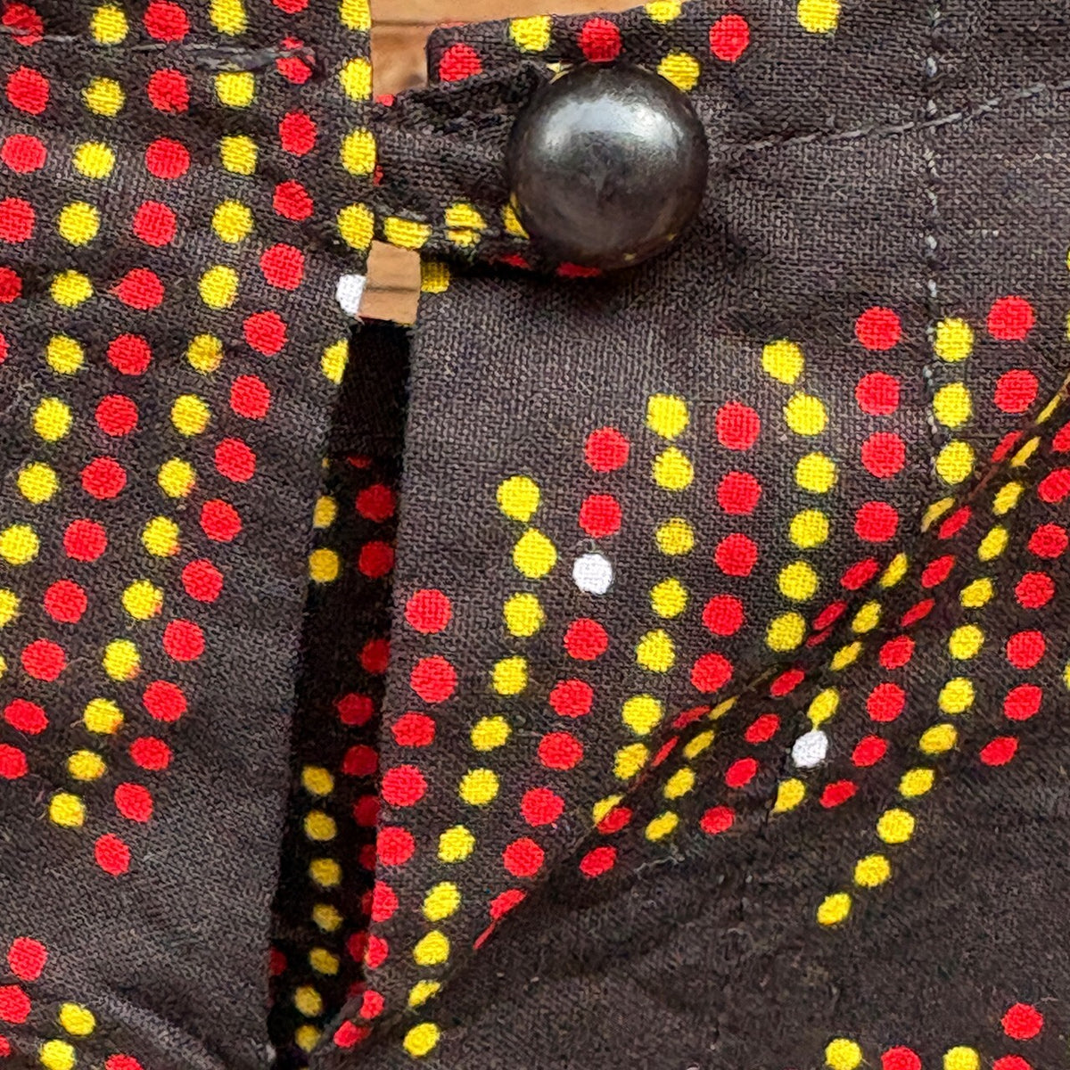 Sleeveless Dot Top | Red & Yellow Abstract, M
