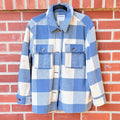 Old Navy Blue and White Plaid Button-Up Shirt Jacket, Size Large