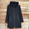 Anne Klein Black Hooded Coat with Knit Collar, Size Small