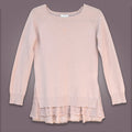 Garnet Hill Pink Sweater Ruffle and Lace trim